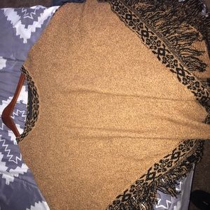 Brown pullover poncho sweater